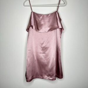 Kimchi Blue Mini-Dress Spaghetti Strap‎ Ruffle metallic pink large